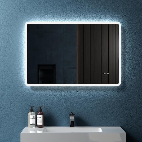 Staykiwi 24 in. W x 36 in. H Rectangular Frameless Anti-Fog Wall Mounted Bathroom Vanity Mirror in White