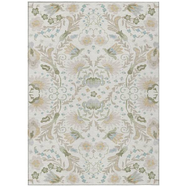 Chantille Machine Washable Indoor/Outdoor Abstract ACN3049 Ivory 8 ft. x 10 ft. Area Rug