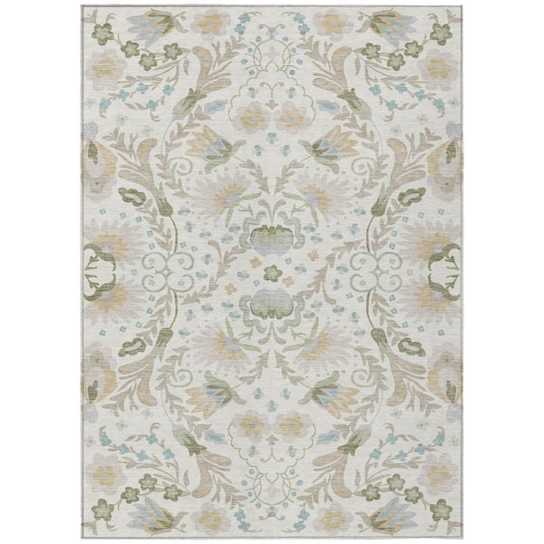 Chantille Machine Washable Indoor/Outdoor Abstract ACN3049 Ivory 9 ft. x 12 ft. Area Rug