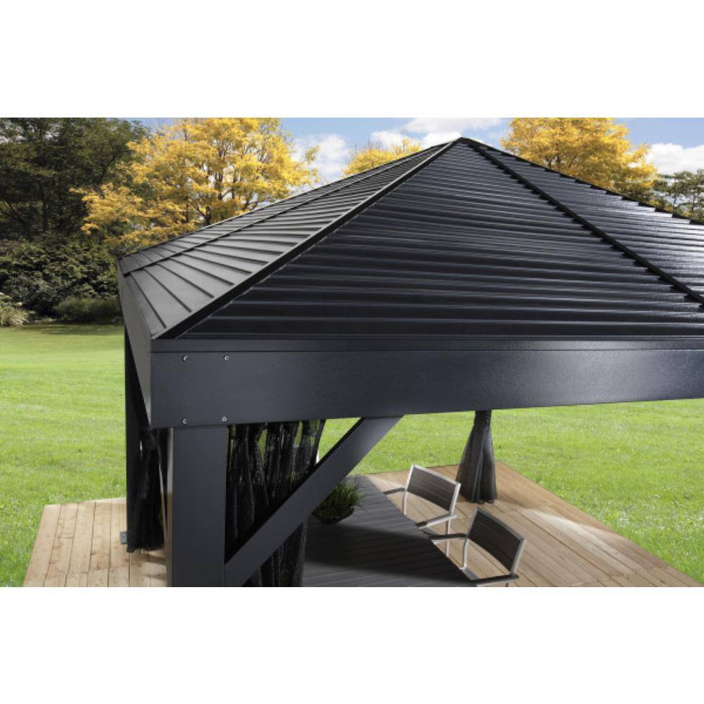 South Beach 12 ft x 12 ft Gray Aluminum and Steel Patio Gazebo