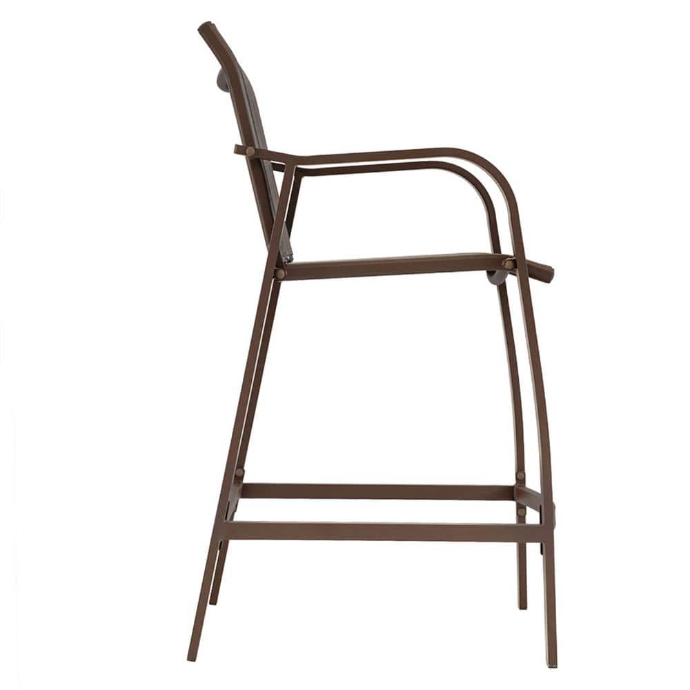 Brown Metal 3-Piece Square Outdoor Bar Height Dining Set