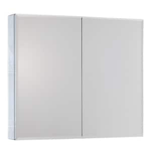 30 in. W x 26 in. H Silver Recessed or Surface Mount Medicine Cabinet with Mirror