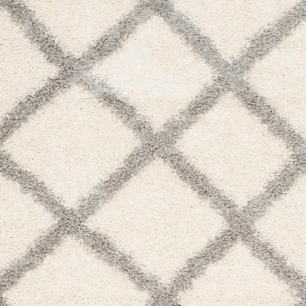 Ivory & Grey Diamond Shag Synthetic Area Rug, 8' x 10'