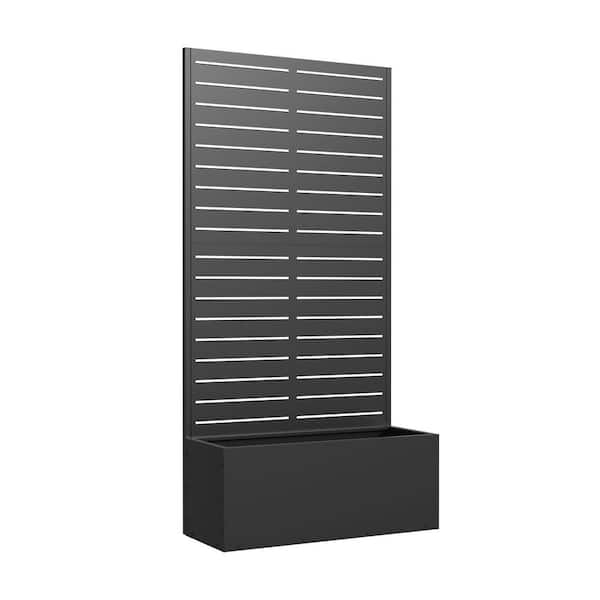 59 in. x 11 in. x 30 in. Black Metal Iron Raised Beds Planter Box with Attached Trellis for Climbing Vegetation