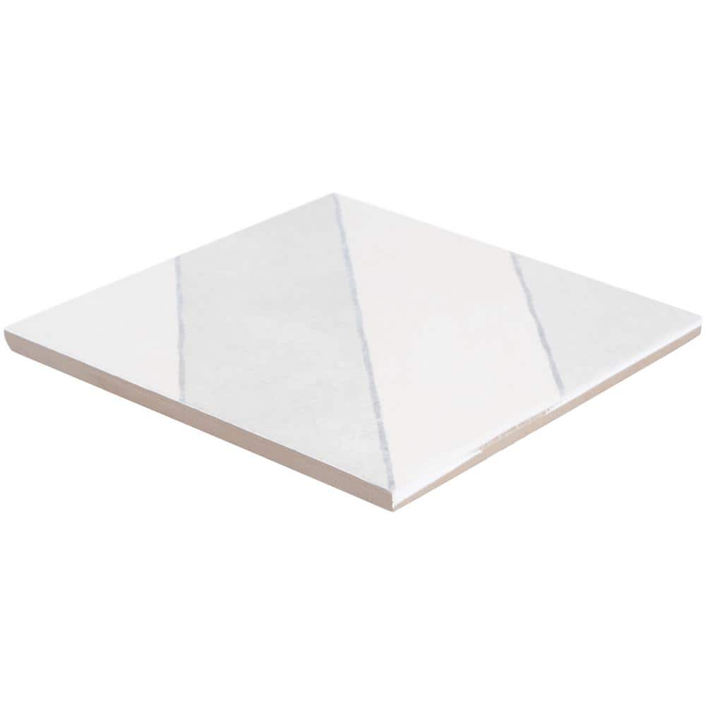 Tarantino Encaustic-Inspired 9" Square Glazed Porcelain Tile, Gray