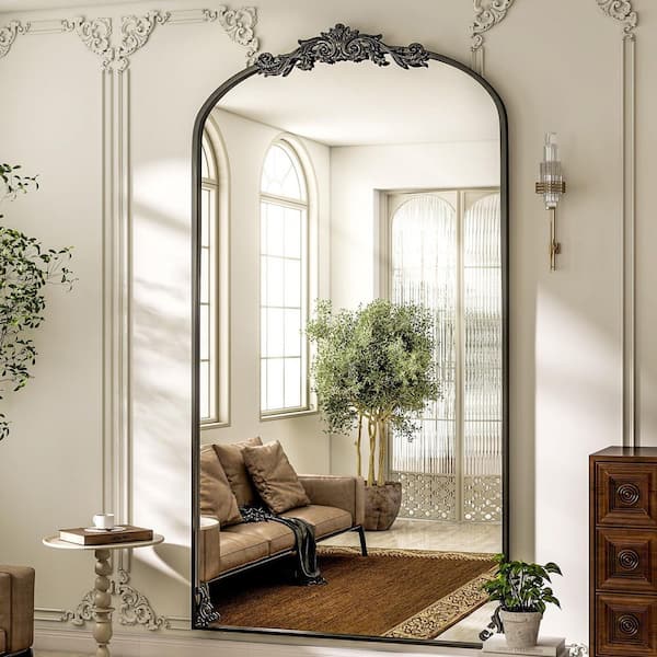 デザイン ウォールミラー 76×100cm モダン クラシック CZ-400 76 in. H x 34 in. W Black Arched Frameless Wall Mirror, Vintage