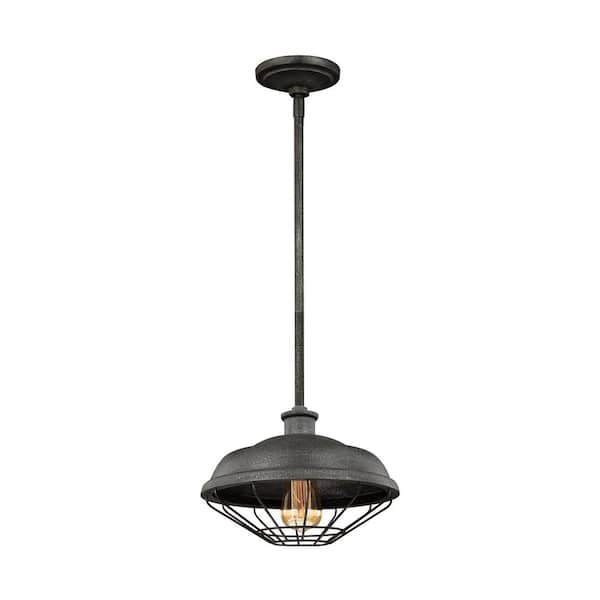 Generation Lighting Lennex 1-Light Slated Grey Metal Mini-Pendant
