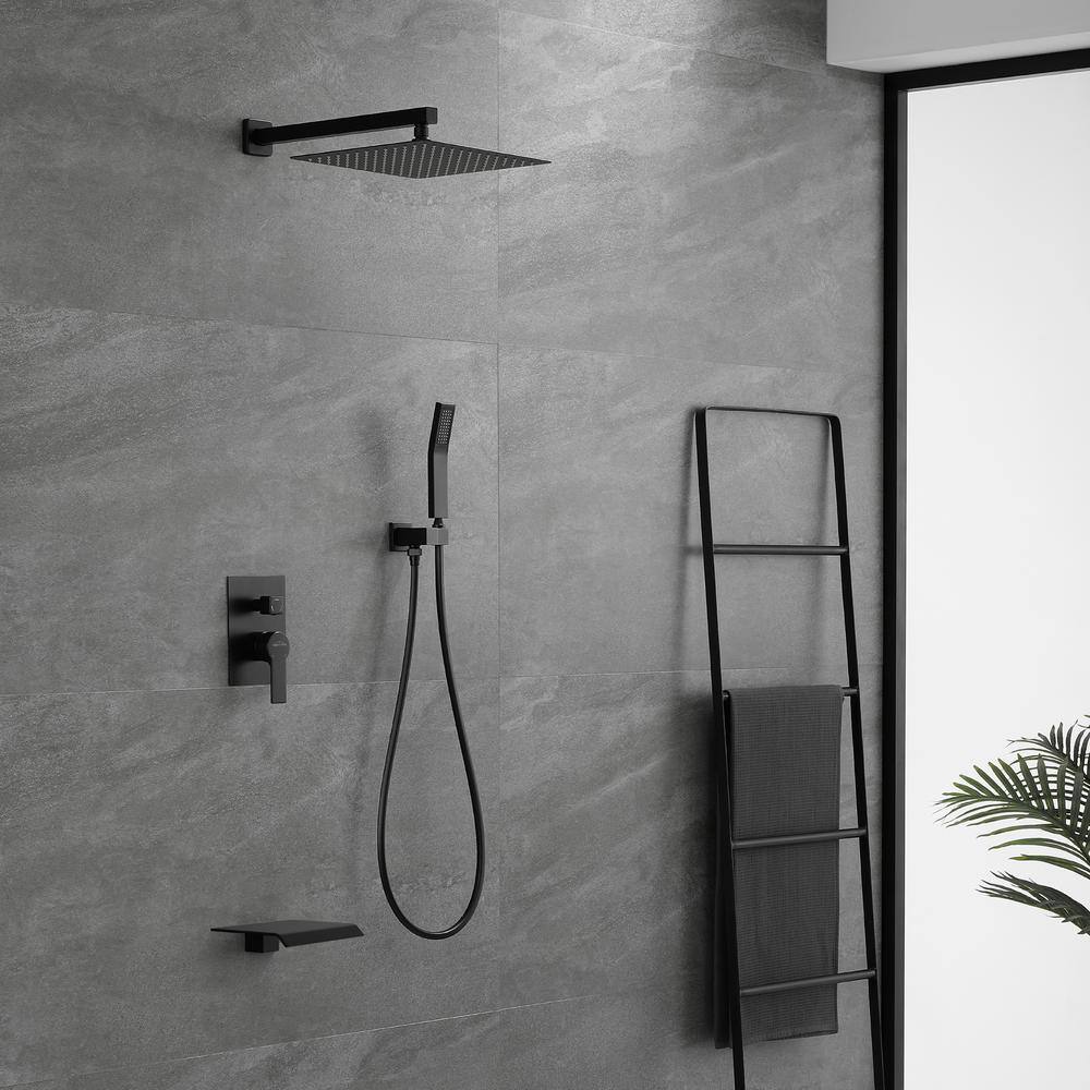 Matte Black Wall-Mounted Multi-Head Shower System with Handheld