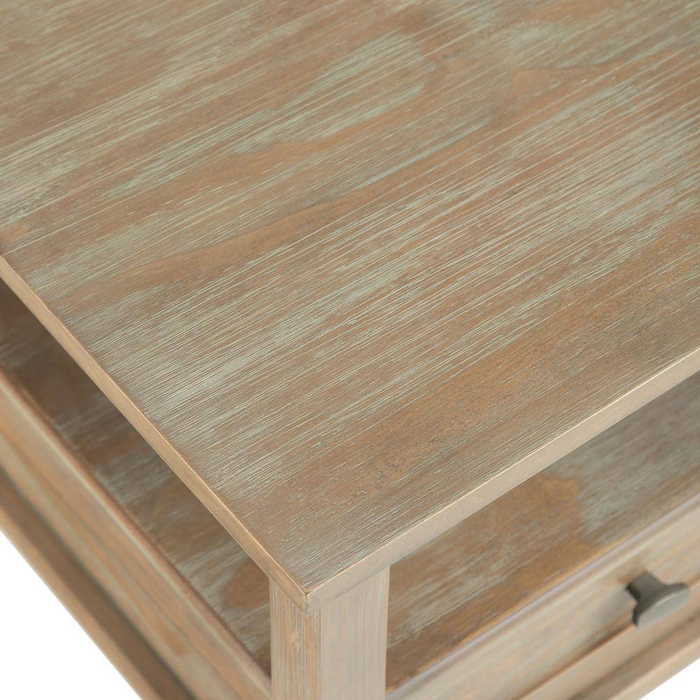Shaker Style Distressed Grey Solid Wood Square Coffee Table with Storage