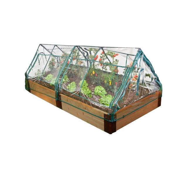 Frame It All One Inch Series 4 ft. x 8 ft. x 12 in. Cedar Raised Garden Bed Kit with 2 Greenhouses