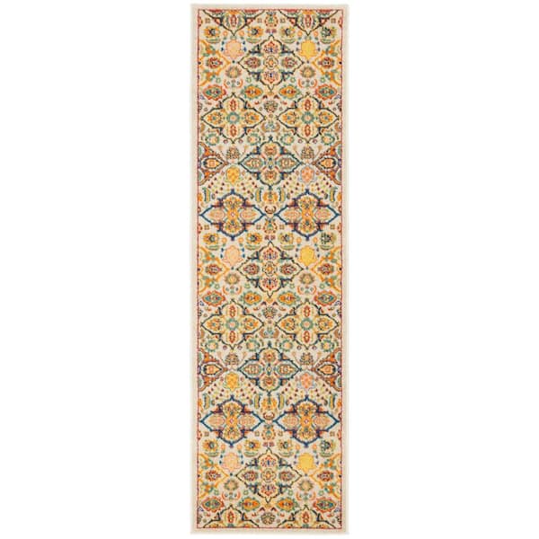 Nourison Allur Ivory Multicolor 2 ft. x 8 ft. Floral Bohemian Modern Kitchen Runner Area Rug