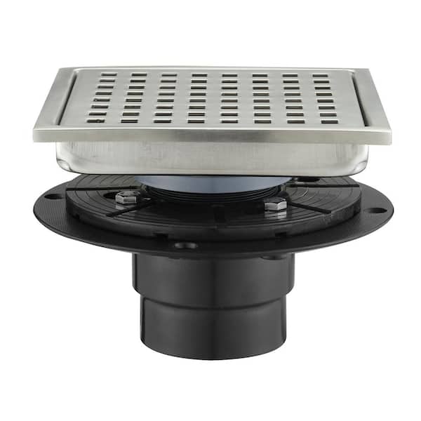 FORCLOVER 6 in. x 6 in. Stainless Steel Square Shower Floor Drain in Brushed Nickel
