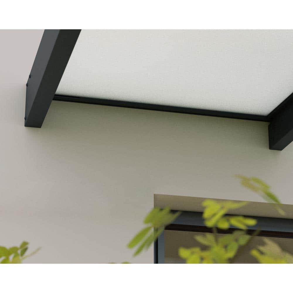 Sophia XL 28 ft Gray Aluminum and Acrylic Door Awning