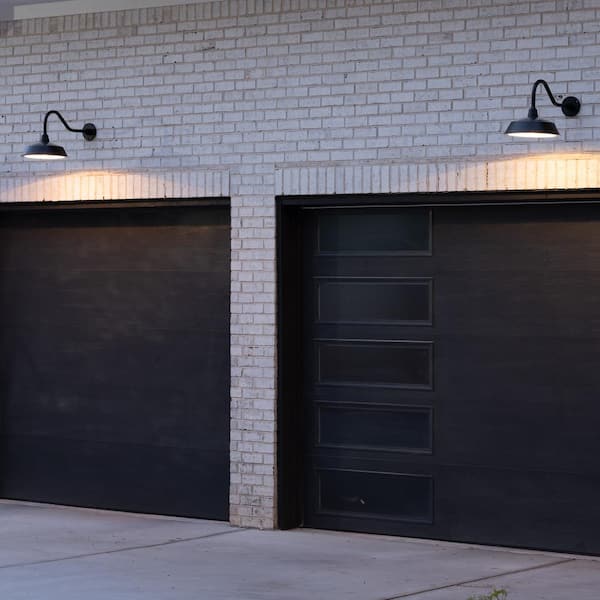 Cottage Black Aluminum Solar Barn Light Dusk-to-Dawn Outdoor Integrated Warm White LED Wall Barn Light for Garage 2 PK