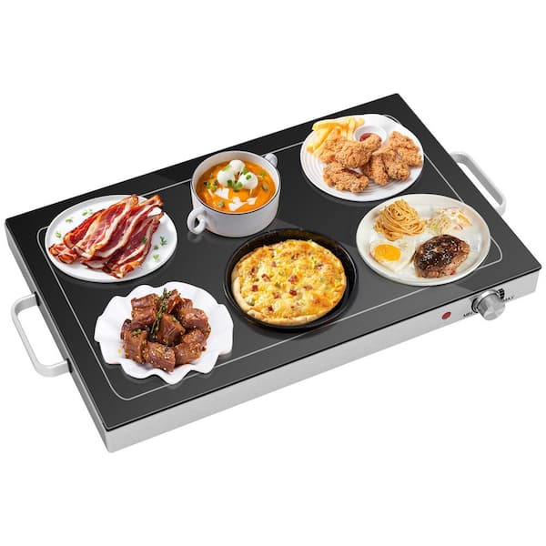 Electric Warming Tray with Adjustable Temperature, Food Warmer for Parties, Buffets, Gatherings, Black