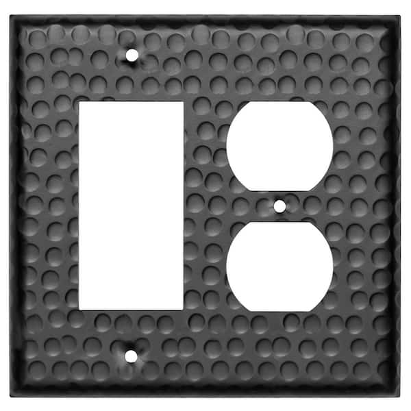 Black 2-Gang 1-Decorator/Rocker/1-Duplex Wall Plate (1-Pack)