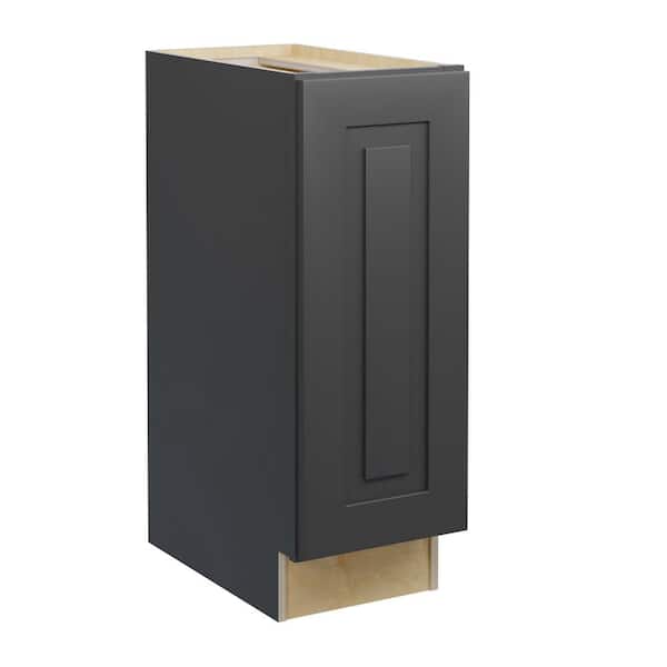 Home Decorators Collection Grayson 12 in. W x 24 in. D x 34.5 in. H Assembled Plywood Full Height Door Base Kitchen Cabinet in Deep Onyx LH
