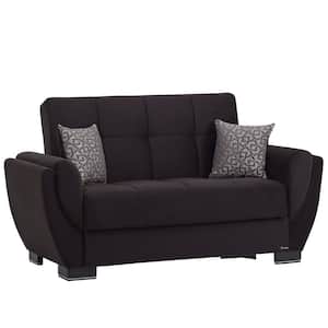 Basics Air Collection Convertible 63 in. Black Microfiber 2-Seater Loveseat with Storage