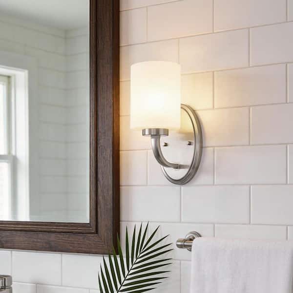 6.5 in. Height 3-Pack White Cylindrical Glass 1.6 in. Fitter Width Vanity Pendant Flush Mount Light Shade