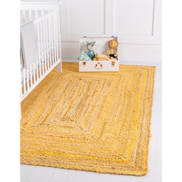 Unique Loom Braided Chindi Yellow 5 ft. x 8 ft. Area Rug 3142715