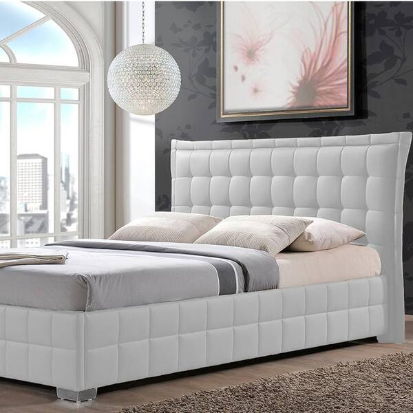 Baxton Studio Monaco White King Upholstered Bed