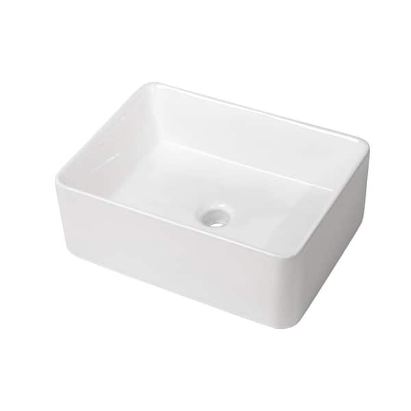 matrix decor 18 in. x 14 in. White Porcelain Ceramic Rectangular Vessel Sink