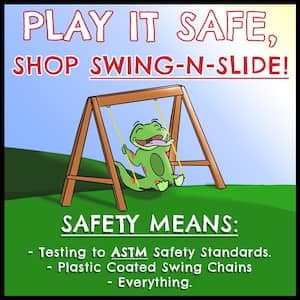 Ranger Plus Wooden Outdoor Playset with Swings, Trapeze Bar, Wave Slide and Backyard Swing Set Safety Handles