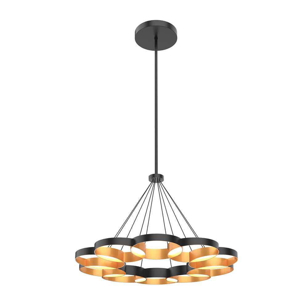Maestro Black and Gold LED Ring Chandelier