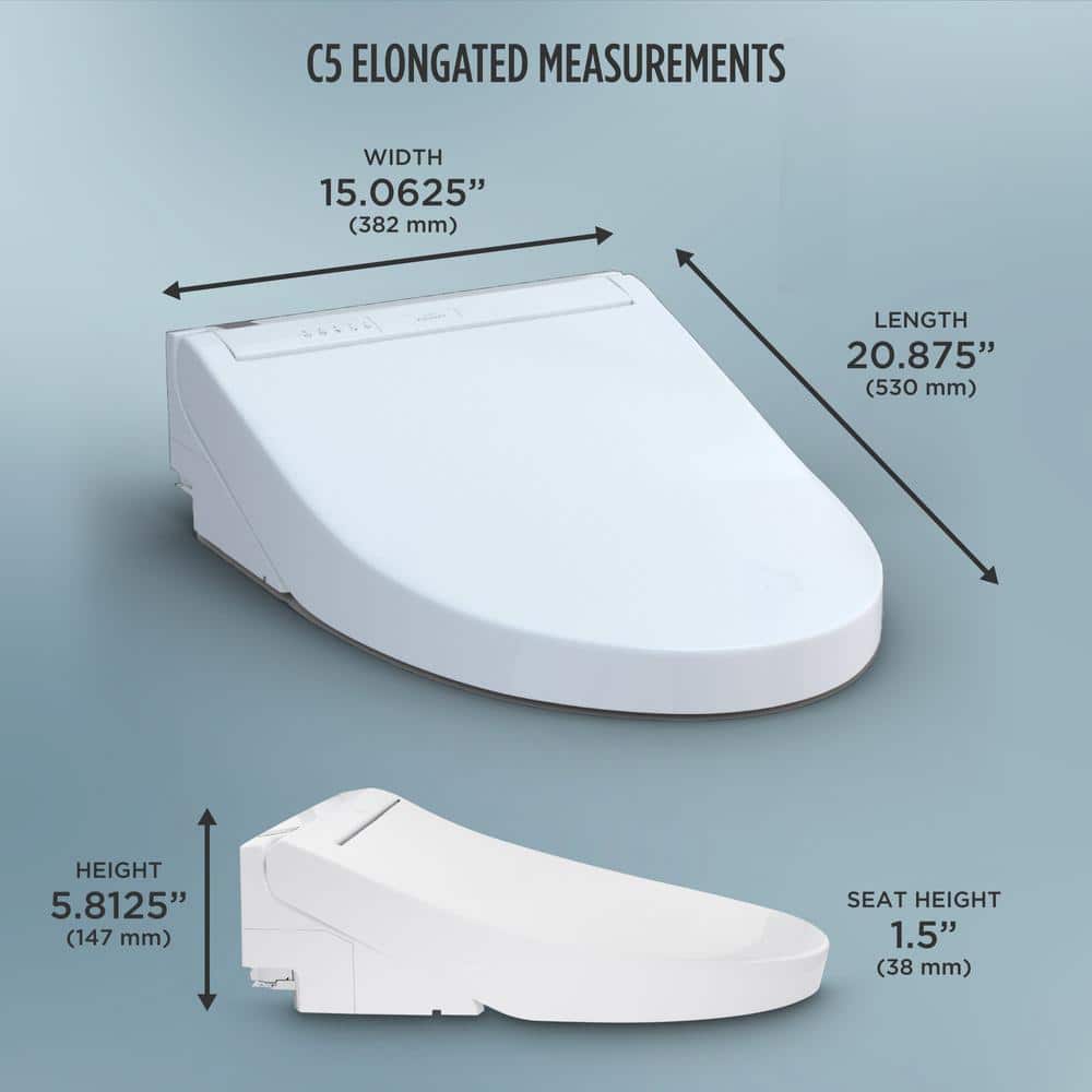 Cotton White Heated Elongated Bidet Toilet Seat with Remote