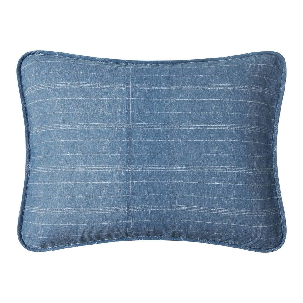 Coastal Stripe Twin Cotton Quilt Set with Reversible Design - Blue
