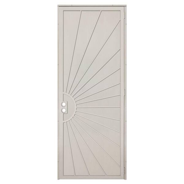 Unique Home Designs 36 in. x 96 in. Solana Tan Surface Mount Right-Hand Steel Security Door with Perforated Metal Screen