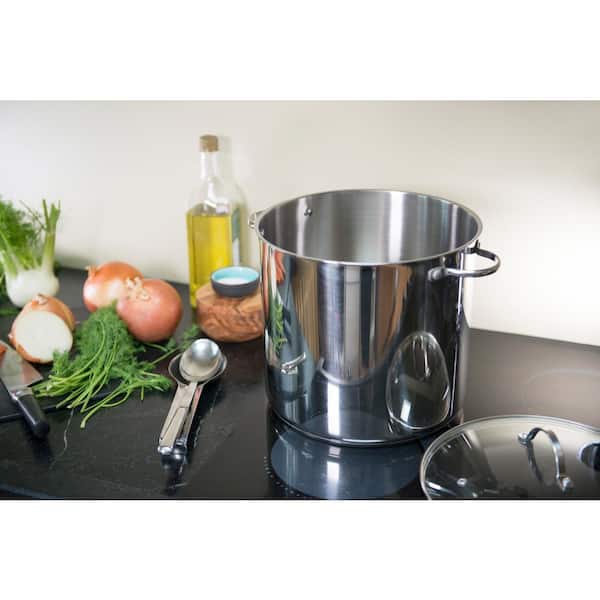 ExcelSteel Professional 35 qt. Stainless Steel Stock Pot with Lid 514 - The  Home Depot