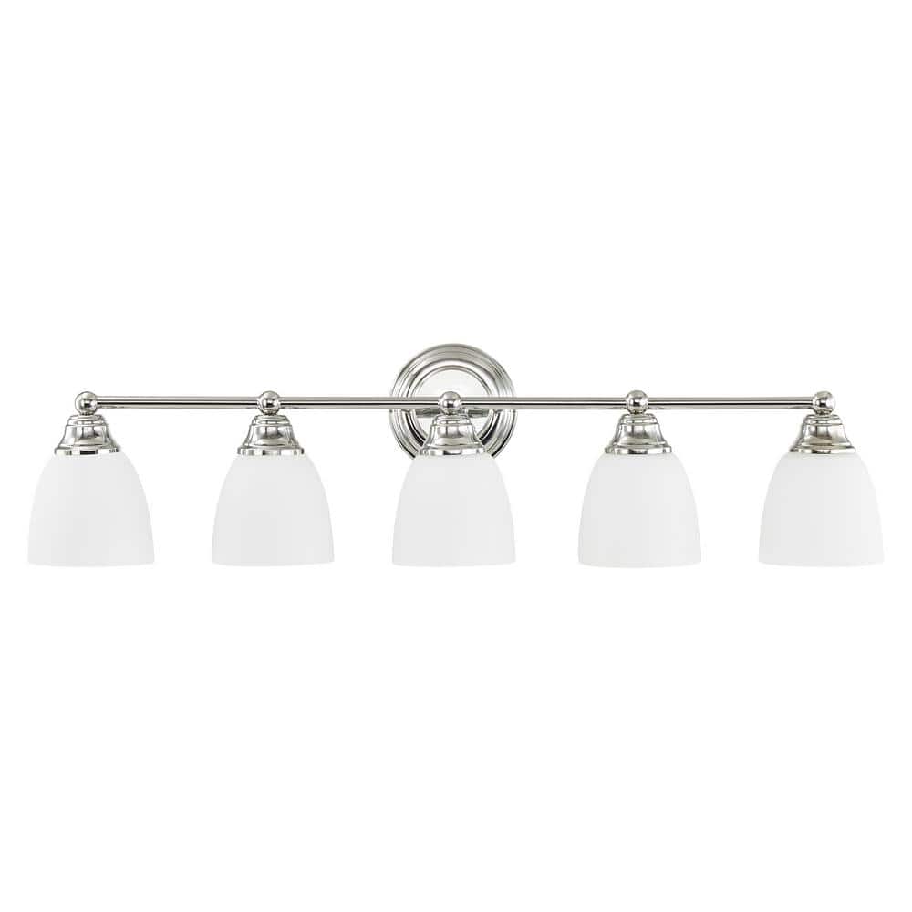 Somerville Polished Chrome 5-Light Vanity with Satin Opal Glass