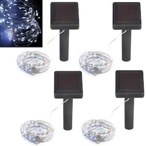 100-Light 20 ft. Platinum Solar Integrated LED String Light (4-Pack)