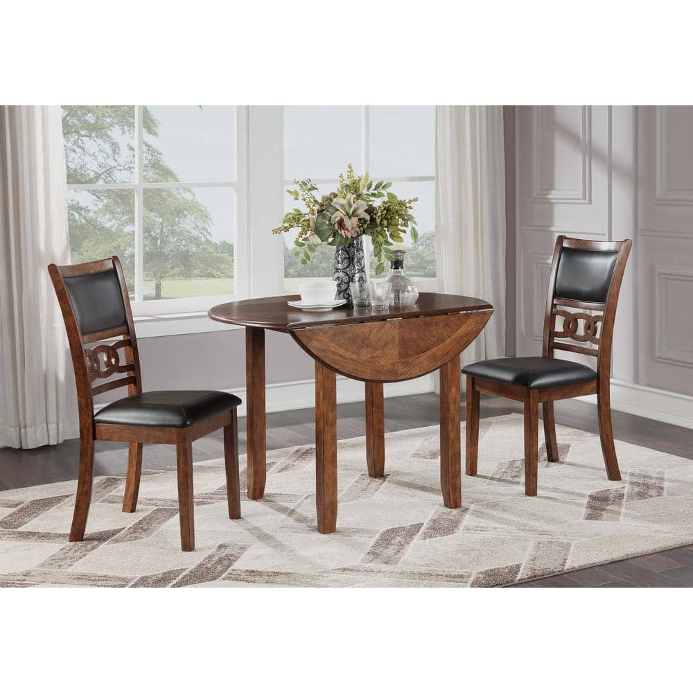 Gia 42" Brown Solid Wood Drop Leaf Dining Table with 2 Chairs