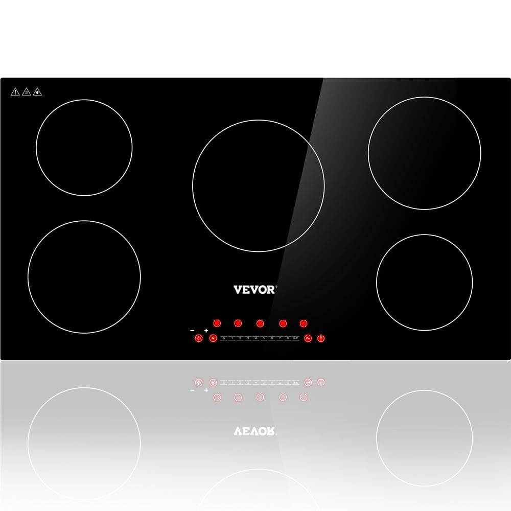 VEVOR 35.4 in. x 20.5 in. Built-in Induction Electric Stove Top with 5-Burners Ceramic Cooktop with Child Safety Lock, Black