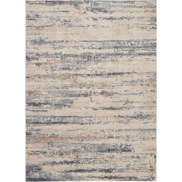 Rustic Textures Beige/Grey 8 ft. x 11 ft. Abstract Contemporary Area Rug