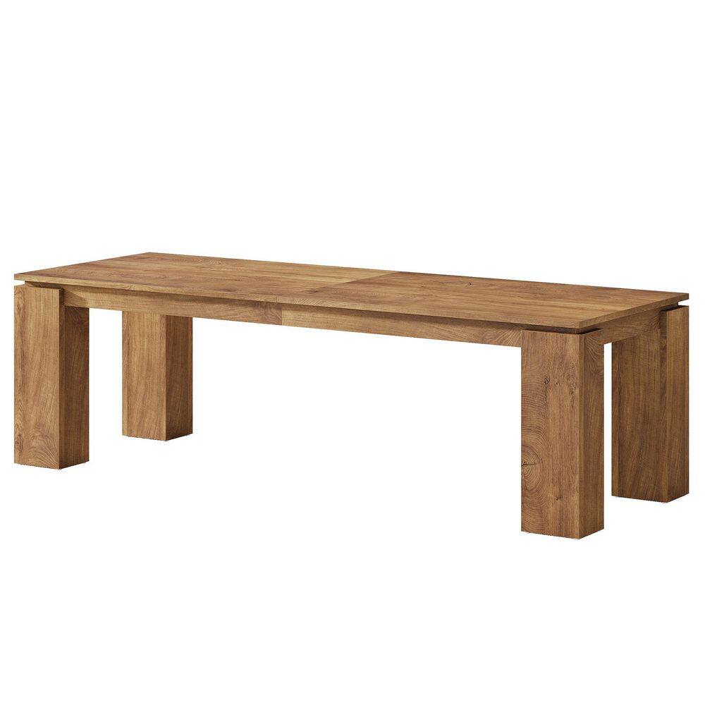 Roesler Farmhouse Brown Wood 86.61" in. 4 Legs Base Dining Table, Long Dinner Table, Wood Dining Table Seats 8