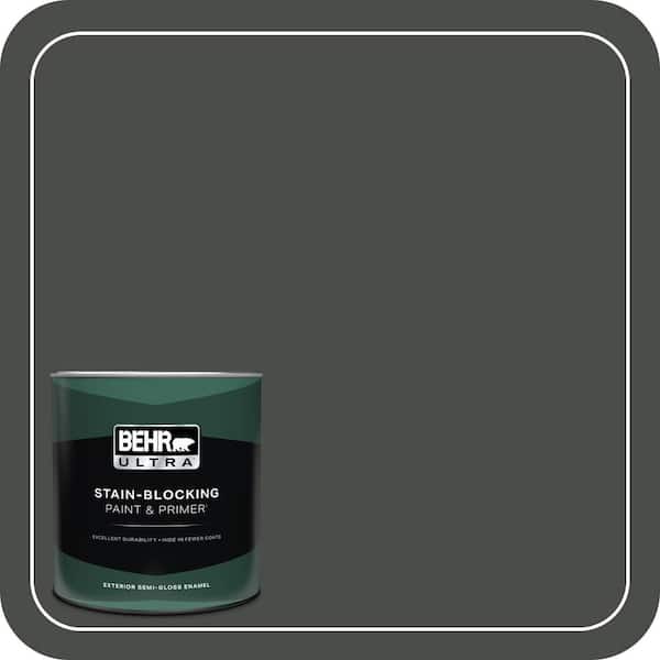 BEHR ULTRA 1 qt. #710F-7 Black Swan Semi-Gloss Enamel Exterior Paint & Primer