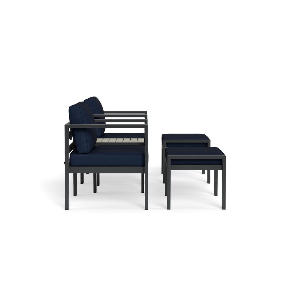 Lakeview Modern Navy Aluminum 5-Piece Outdoor Bistro Set