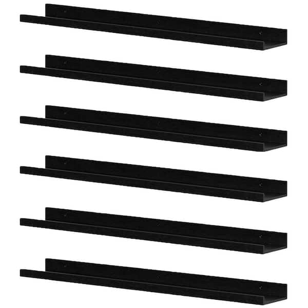 35.5 in. W x 5.1 in. D Black Floating Shelves Decorative Wall Shelf for Decor Storage Set of 6