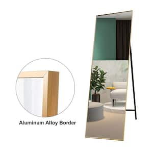 65 in. H x 22 in. W Gold Full Length Mirror Standing with Aluminum Frame for Dressing, Living Room, Entryway or Dorm