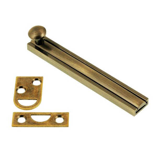 6" Flat Bolt Antique Brass Surface Slide Lock Barrel,sliding Metal Door Bolt. 