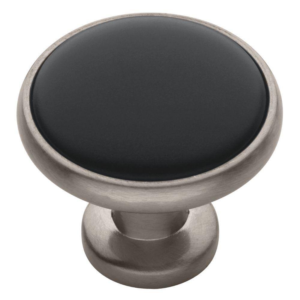 Artisan 1-1/4 in. (32mm) Satin Nickel with Black Ceramic Insert Round Cabin