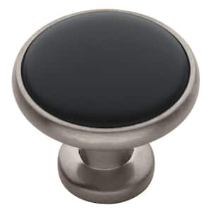 Artisan 1-1/4 in. (32mm) Satin Nickel with Black Ceramic Insert Round Cabinet Knob