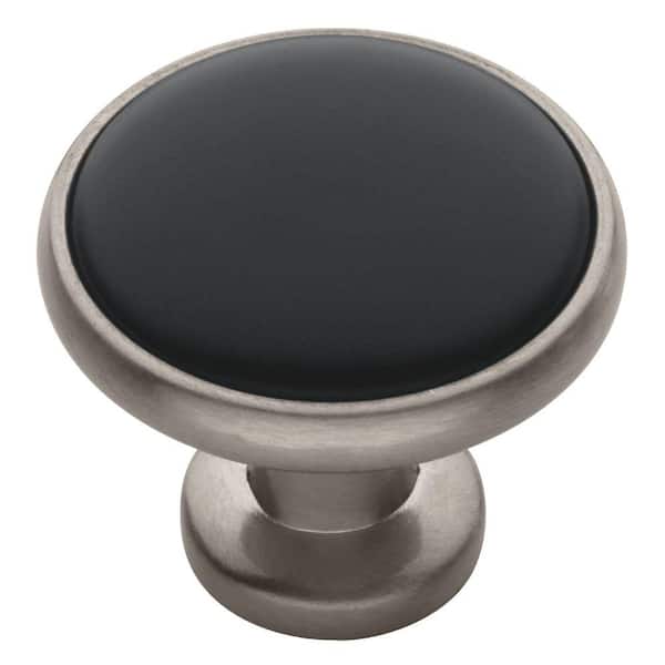 Liberty Artisan 1-1/4 in. (32mm) Satin Nickel with Black Ceramic Insert Round Cabinet Knob