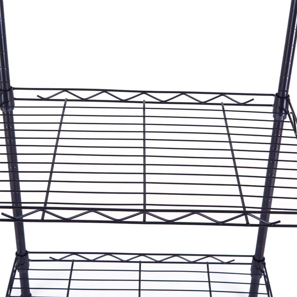 Adjustable Black 4-Tier Wire Shelving Unit