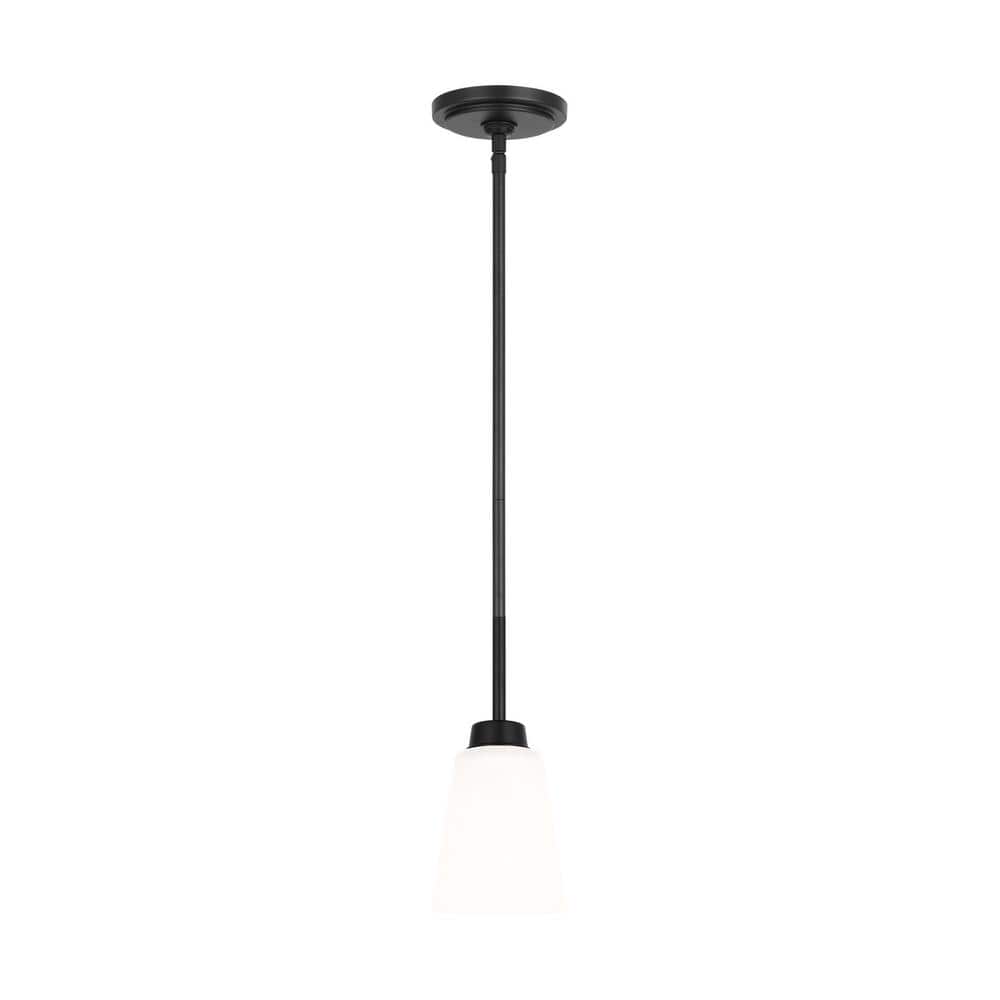 Kerrville 4 in. 1-Light Midnight Black Pendant Light with Satin Etched Glass Shade price history on PriceWatchPro