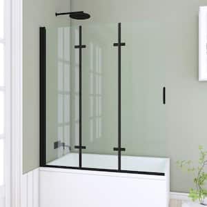 51 in. W x 59 in. H Pivot Tub Door in Matte Black with Clear Tempered Glass