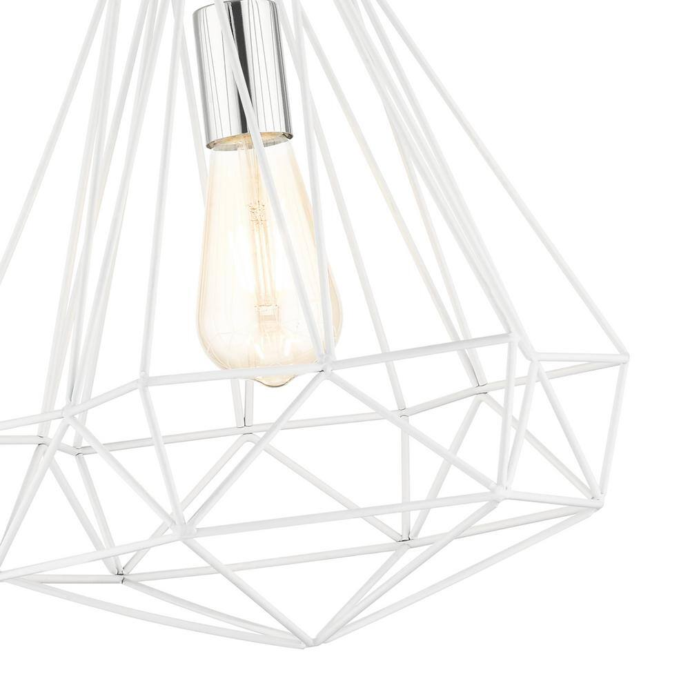 Shiny White Mini LED Pendant Light with Hand-Welded Frame